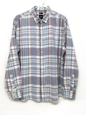Gap Men's Plaid Long-sleeved Shirt Size Large
